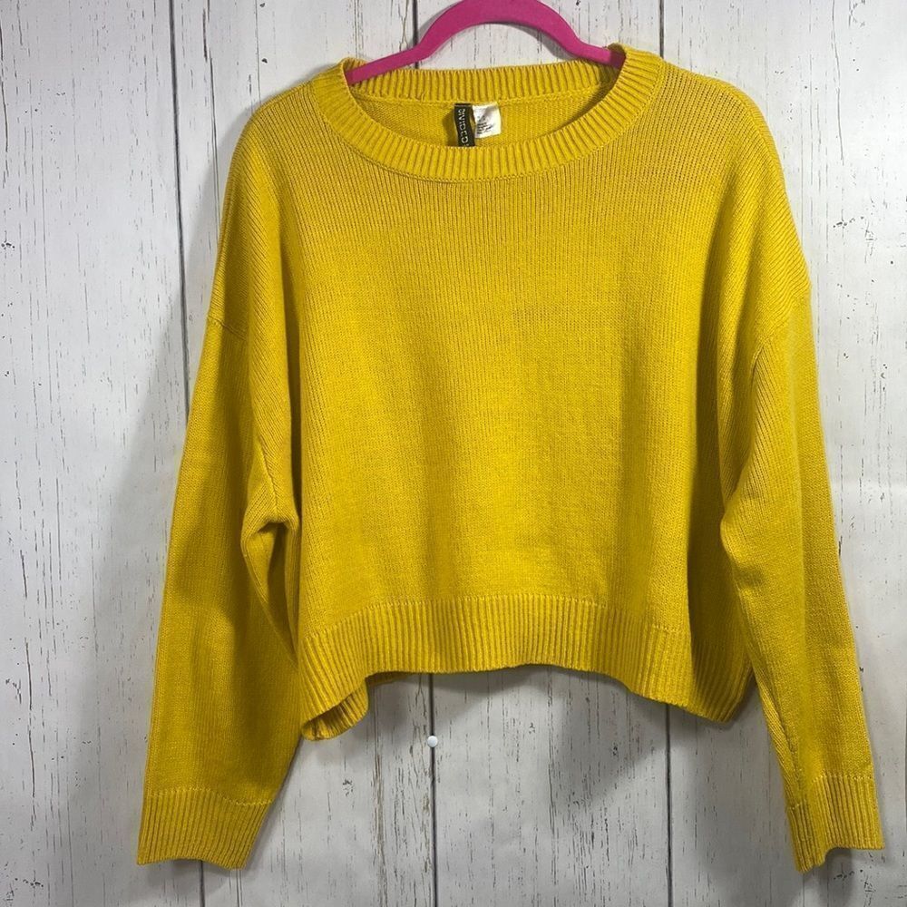 Divided by H&M Cropped Yellow Long Sleeve Sweater
